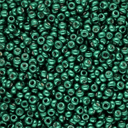 Glass seed beads 8/0 (3mm) Metallic Shine Teal Green