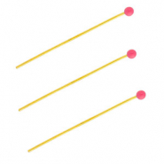 BY31® Stainless steel findings headpins with ball 35mm Gold-Magenta Pink