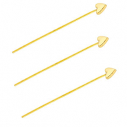 BY31® Stainless steel findings headpins with heart 35mm Gold