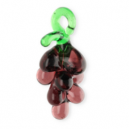 Handmade glass charms grapes Transparent Berry Wine Red-Transparent Green