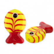 Handmade glass beads fish Yellow-Red-Black