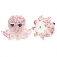 Handmade glass beads octopus Mauve-White