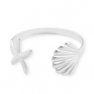 Stainless steel bracelets bangle shell & starfish Silver