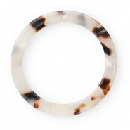 Resin pedants 35mm round Tortoise White