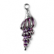 Stainless steel charm enamel shell Silver-Purple