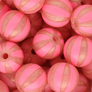 16 mm DQ&reg; acrylic beads with stripes Coral Pink-Peach Pink
