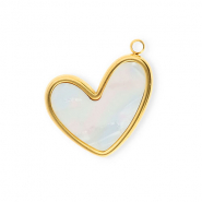 Stainless steel charms heart Gold-Pearl White