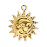 Stainless steel charms sun & moon Gold