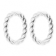 BY31&reg; Stainless steel earrings / earpin oval twisted Silver