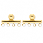 BY31&reg; Stainless Steel findings earrings&nbsp;/&nbsp;earpins bar with 4 loops Gold