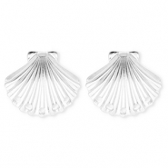 BY31&reg; Stainless Steel findings earrings&nbsp;/&nbsp;earpins shell with 5 loops Silver