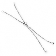 Stainless steel findings semi bracelet with smart bead stopper Silver