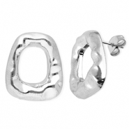 Stainless steel earrings / earpin trapezium Silver