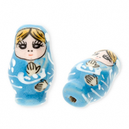 Beads ceramic matryoshka Blue-White
