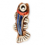 Pendant ceramic fish Brown-White-Dark Blue-Red