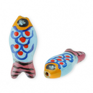 Beads ceramic fish Blue-Orange-Vintage Pink-Red-Black