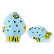 Beads ceramic fish Blue-Yellow-Black