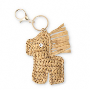 Keychain crochet horse Gold-Light Brown