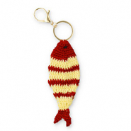 Keychain crochet fish Gold-Bordeaux Red-Beige