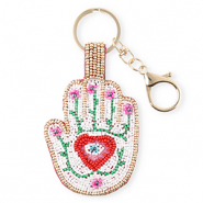 Keychain hand with Eye of Providence Gold-White-Fuchsia-Red-Green