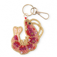 Keychain shrimp Gold-Light Pink-Fuchsia-Red