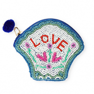 Purse shell "LOVE" Blue-Green-White-Red