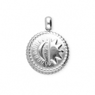 BY31® Stainless steel charms round with sun & moon Silver