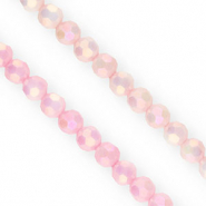 Round top faceted beads 6mm Pink-AB Coating