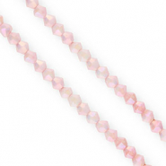 Top faceted beads bicone 4mm Light Pink-AB Coating