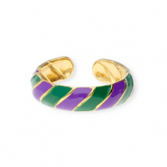 Stainless steel rings Gold-Purple-Green