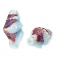 Beads ceramic whelk Light Blue-Brown