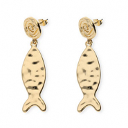 Trendy earrings&nbsp;/&nbsp;earpins spiral & fish with stainless steel post Gold