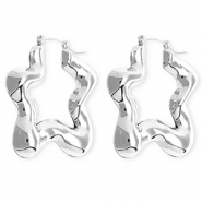 Statement earrings / creoles star with stainless steel post Silver