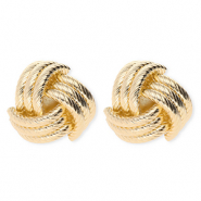 Statement earrings / earpins monkey's fist with stainless steel post Gold