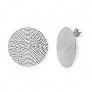 Stainless steel earrings / earpin round Silver