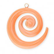 Stainless steel charms spiral Gold-Coral Orange Marble