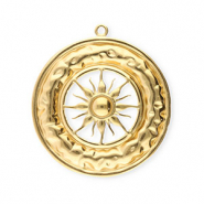 Stainless steel charms circle with sun Gold