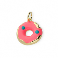 Brass TQ metal charms donut Gold-Neon Pink-Blue