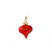Brass TQ metal charms heart Gold-Red