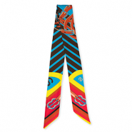 Bandana scarf with leather straps Red-Brown-Blue