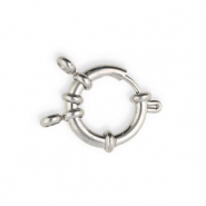 Stainless Steel findings bolt ring clasp 18mm with loops Silver