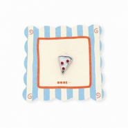 BY31® Eco-brass metal charms pizza slice Silver-Red