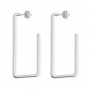 Stainless steel earrings&nbsp;/&nbsp;earpins rectangle Silver