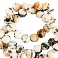 6 mm natural stone beads round Beige-Black