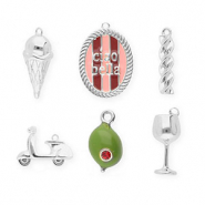 BY31&reg; Eco-brass metal charms assorted value pack (6 pcs) Silver-Olive Green-Light Pink-Red
