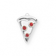 BY31&reg; Eco-brass metal charms pizza slice Silver-Red