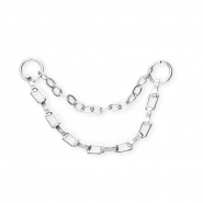 BY31® Stainless steel duo layer box chain charms / connector Silver