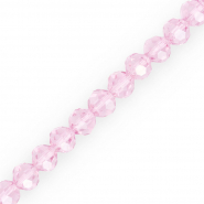 Round top faceted beads 6 mm Light Pink