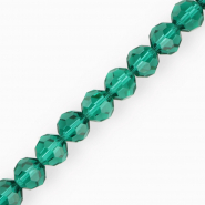 Round top faceted beads 12 mm Teal Green