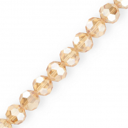 Round top faceted beads 16 mm Beige-Pearl Shine Coating